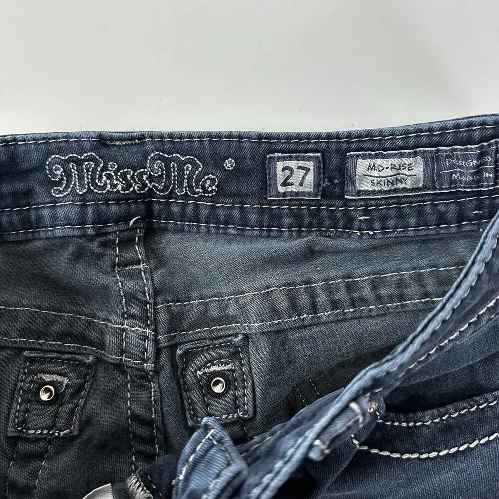 Miss‎ Me Jeans Womens 27 Blue Skinny Thick Stitch Rhinestone Cowgirl Western